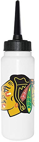 Sherwood NHL Trinkflasche 1000 ml, Chicago Blackhawks, Eishockey Trinkflasche, Sportflasche mit NHL Club Logo, biegsamer Silikon-Trinkhalm