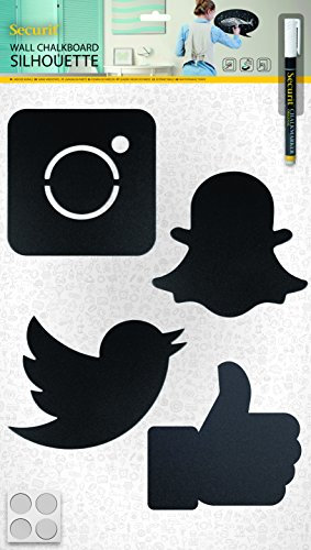 Securit Silhouette Social Media Tafeln, Schwarz, 53 x 31 x 1 cm, Plastik