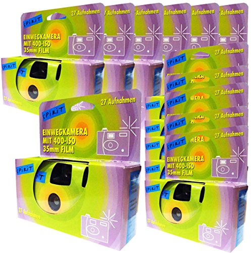 12 x 1A Photo PORST Einwegkamera/Partykamera/Hochzeitskamera (je 27 Fotos, mit Blitz, 12-er Pack)