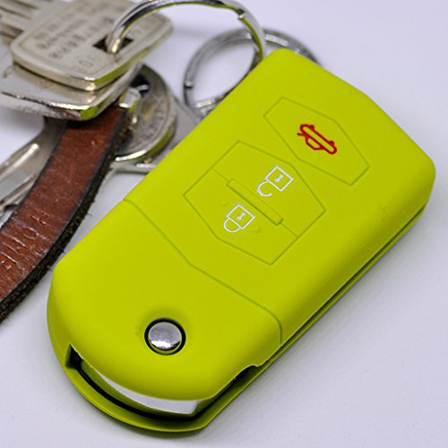 mt-key Soft Case Silikon Schutzhülle Grün für 3 Tasten Auto Klappschlüssel kompatibel mit Mazda CX-5 2 3 4 5 6 RX-8