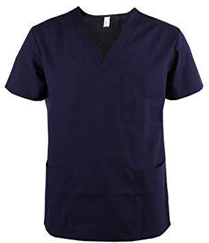 JONATHAN UNIFORM Kasacks Herren Pflege 3 Taschen, Schlupfkasack Herren Medizinische Berufsbekleidung, V-Ausschnitt OP Kasack Arzt Altenpflege (Marine, L)