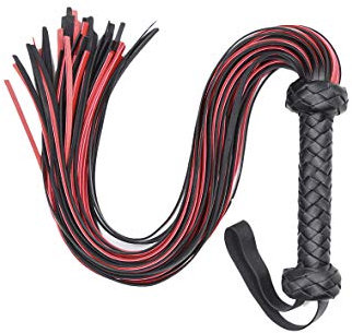 Leder Peitsche Verführung des Partners Peitsche Sex Spielzeug, Bondage Spiele Klassische SM Peitsche Bondage Flogger, schwarz/rot länge 64.5cm