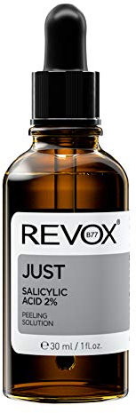 REVOX B77 - Just Salicylic Acid 2%, 30 ml, Siero all'Acido Salicilico, Peeling Viso, per Pelle Grassa, Mista e Acneica, Esfoliante che Deterge in Profondità i Pori, Regola l'Eccesso di Sebo