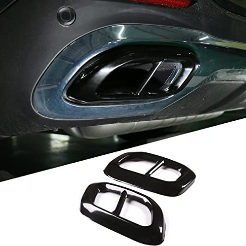 Stainless Steel For Mercedes Benz GLE 350 GLE 450 GLC GLS W167 X253 X167 2020 Car Exterior Muffler Exhaust Pipe Tail Cover Trim Accessories (Glossy black)