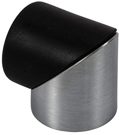 Gedotec Boden-Türpuffer Edelstahl Türstopper rund - CLASSY | Gummi-Puffer für Boden-Montage | Anschlagpuffer Metall zum Schauben oder Kleben | 1 Stück - Design Stopper silber mit Befestigungsmaterial