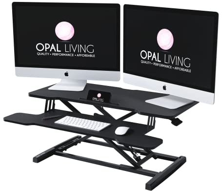 Large 36 Black Standing Desk Converter with Keyboard Raiser - Portable Adjustable Desk Riser - Stand Up Desk Converter Sit to Stand Desk Stand