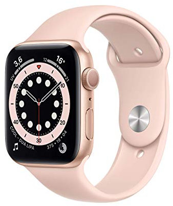 Apple Watch Series 6 (GPS, 44 mm) Cassa in alluminio color oro con Cinturino Sport rosa sabbia