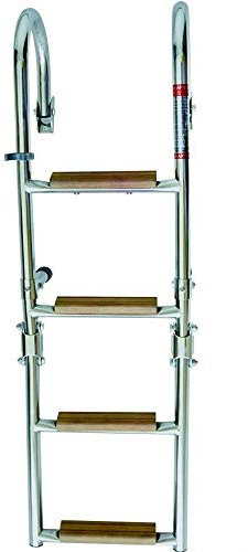 Náutica Pimar - Escalera plegable con 4 peldaños de acero inoxidable AISI 316 con barandilla para barco náutico