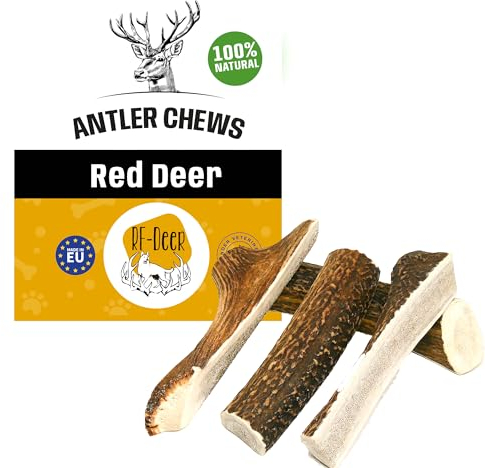 RF - Deer Corno di Cervo per Cani 100% Naturale Osso di Cervo per Cani Masticativi Naturali, Giochi e Snack Bocconcino per Cane Taglia S Soft Version 20-40 g 8-10 cm 1 Pezzo
