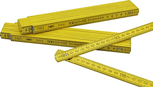 2 Stück Zollstöcke Zollstock 2 Meter mit 90°/180° Winkeleinrastung und Winkelskala (30°/45°/60°/75°/90°) - Adga 250 plus Markenzollstock 2m aus Buchenholz - gelb ohne Werbeaufdruck