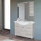 Mobile Bagno a Terra Moderno, lavabo in Ceramica, Include specchiera con pensile e Illuminazione LED (Rovere Grigio, Larghezza 105 cm)