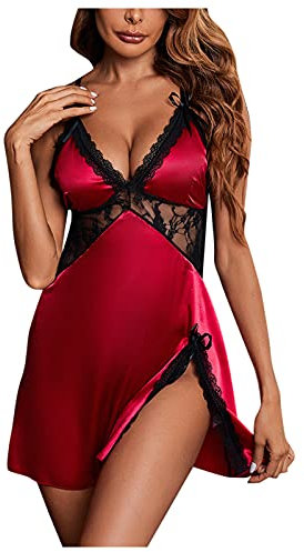 Blingko Sexy Unterwäsche für Frauen Push Up, Erotik Unterwäsche und Slip Transparentes Lingerie Erotisch Plus Size BH Unterhose Set Spitzennachthemdes Lingerie Nachtkleid Frauen Unterwäsche Sex
