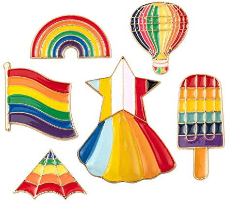 PandaHall Emaille-Anstecknadel-Set, Regenbogen-Motive, 6 Stile, bunte Brosche, Anstecknadeln, Anstecknadeln für Kleidung, Taschen, Jacken, Accessoires, 6 Stück