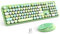 KNOWSQT Combo de teclado y mouse inalámbricos, color verde colorido 2.4G, teclados retro de tamaño completo, receptor USB Plug and Play, para computadora, PC, portátil, escritorio, ventanas