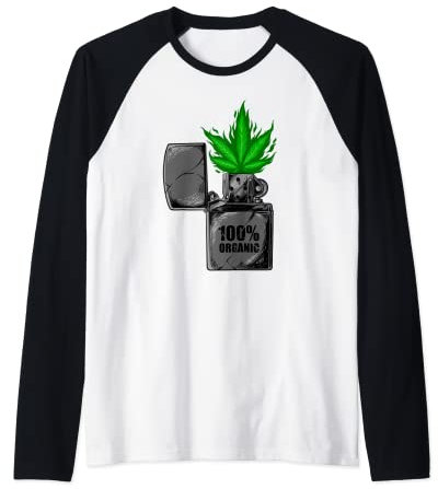 Vintage Weed Feuerzeug Grafik Marihuana 100% Bio Lustig Raglan