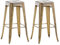 TPFLiving Barhocker Joy 2er Set mit angenehmer Fußstütze - Gestell Metall Gold - Sitzfläche: Metall Gold