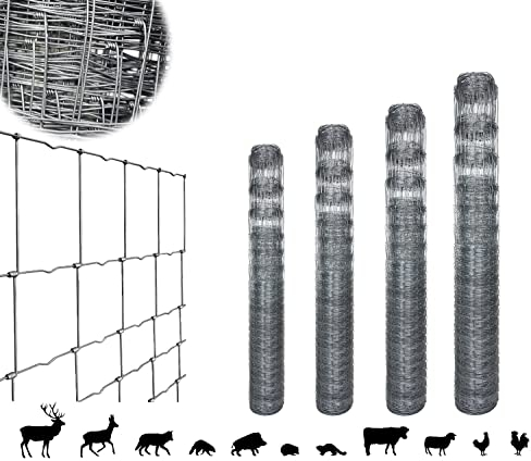 50m ROYSSON Wildzaun verzinkt 27 größen forstzaun gartenzaun drahtzaun 50 m knotengeflecht Tierzaun für Tiere, Nutztiere (120/16/15 x 50m)