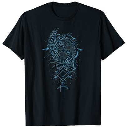 Walhalla Rabe Raben Odins Runen Nordischer Kompass Wikinger T-Shirt