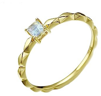KnSam 14K 585 Gold Ring Echtschmuck, Quadrat Hochzeitsband mit Mondstein Quadratschliff, Gelbgold Au585 Trauringe Hochzeitsring für Damen, Gold, Gr.65