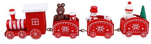 Amosfun Weihnachtszug Aus Weihnachtliche Kamindekoration Weihnachtsschmuck Spielzeug Geschenk Desktop-Dekoration Weihnachtseisenbahn Tischdekoration Weihnachtsbaum Modell Kind Hölzern