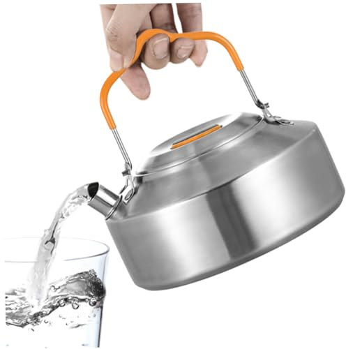 AEIOFU Camping Kettle Outdoor Camping Tea Kettle Lightweight Camping Teapot Stainless Steel Coffee Pot for Camping Supply 1L Coffee Tea Pots