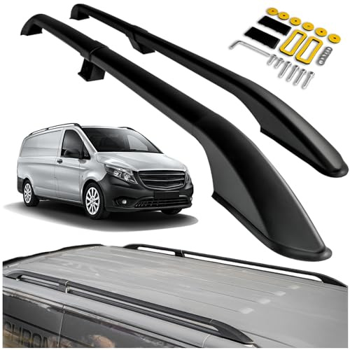 CHROMEMASTER Dachreling Dachträger Kompatibel mit Mercedes Vito V-Klasse W447 Extra Long 2014+ | Zur Befestigung der Dachgepäckträger, Dachboxen oder Dachfahrradträger; Konstruktion aus Alu