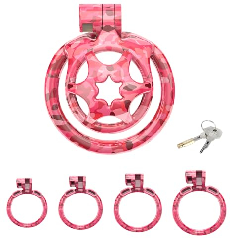 SeLgurFos Keuschheitsgürtel Set mit 4 Cockringe, Camouflage Waben Peniskäfig Klein Belüftung Keuschheitskäfig für Männer, Nylon Penis Bondage Keuschheit Extrem Sex Toys (Camouflage WX-2M-Arc)