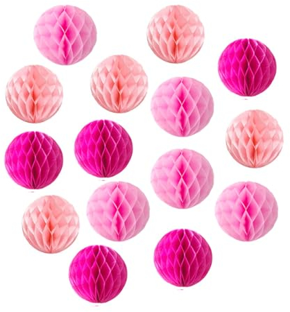 Party-Wabenbälle, 10,2 cm, kleine Papier-Wabendekorationen, Seidenpapier-Pompons, Blumenbälle, hängende Wanddekoration für Babyparty, Geburtstag, Hochzeit, Kinderzimmer (10,2 cm, pinkes Set)