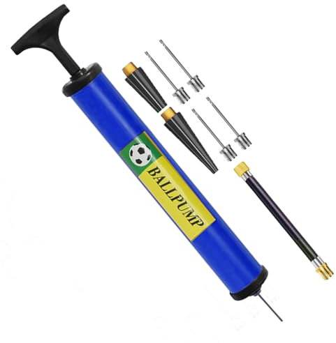 GULLAIIR Football pump, Portable Air Pump, Ball Pump Inflator Kit with Needle, Nozzle, Extension Hose for Football Basketball Water Polo Rugby Exercise Sports Ball Balloon (1X Pump)