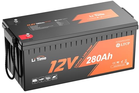 LiTime 12V 280Ah Plus Low-Temp Protection LiFePO4 Batterie Eingebautes 200A BMS, Max 3584Wh Energie, bis zu 15000 Deep Cycles, Perfekt für Solaranlage, Wohnmobil, Camping, Boot, Haus Energiespeicher
