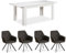 Homestyle4u Esstisch 4 Personen Anthrazit Holztisch Weiß Essgruppe mit 4 Stühlen 160x90 cm ausziehbar 2 m Polsterstühle