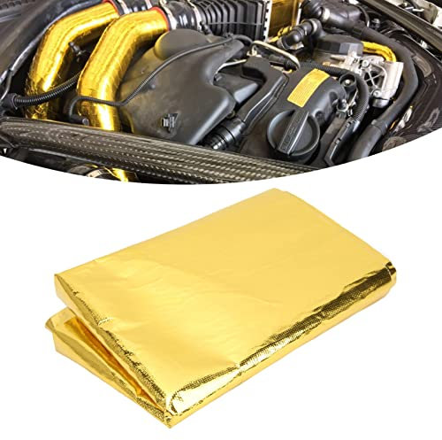 Heat Shield Tape, Gold Adhesive Tape, Car Aluminum Foil Adhesive Tape Adhesive Reflective Heat Shield Wrap Tape, for Car Intake Pipe and Engine Bay (Gold)