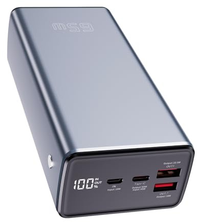 ZKpilse Power Bank da 65 W per laptop, 50000 mAh, ricarica rapida, grande batteria portatile da viaggio per campeggio, display a LED USB C, caricabatterie portatile per telefono, batteria esterna per