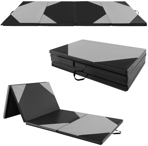 COSTWAY Tapis de Gymnastique Pliable à 4 Panneaux Épais