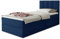 Boxspringbett Star Mini mit Bettkasten, Bonell-Matratze und Topper - Einzelbett mit Matratzentopper, Polsterbett, Bett, Schlafzimmer, Jugendzimmer (Dunkelblau (Kronos 09), 120 x 200 cm)
