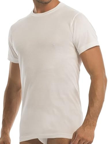GARDA - 3pz T-Shirt Mezza Manica Uomo, Collo Alto, 100% Cotone Filo di Scozia Art. 0032 (Bianco, 6/XL)