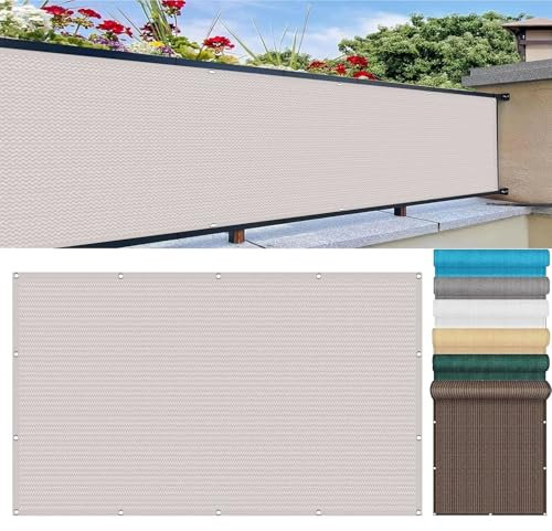 Balkon Sichtschutz Balkonabdeckung 0.7 x 8 m mit Windschutz Und Sonnenschutz Atmungsaktiv Balkonumspannung Garten-Sichtschutz mit Ösen Und Kabelbinder für Den Gartenzaun, Weiß