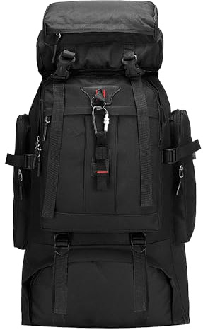 A-QMZL Trekkingrucksack, 80 l, Wanderrucksack, Reiserucksack, wasserdicht, Daypack zum Klettern, Camping und Tourismus für Damen und Herren, Schwarz , L