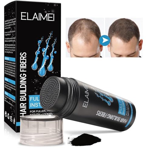 Hair Fiber Pulver, Schwarz Haarverdichtung Puder Für Männer Frauen, Streuhaar Pulver Bei Geheimratsecken Und Schütterem Haarausfall, Dicker, Voller Und Natürlich Aussehend