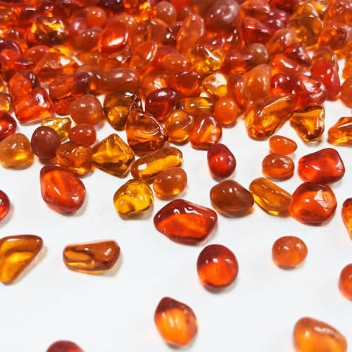 0.89LB Orange Aquarium Glass Stones Sea Glass Pebbles for Fish Tanks Decorations Aquarium Gravel Fish Tank Rocks, Glass Gems Stones Beads Pebbles Rock Sand for Vase Filler Fish Turtle Tank Decorations