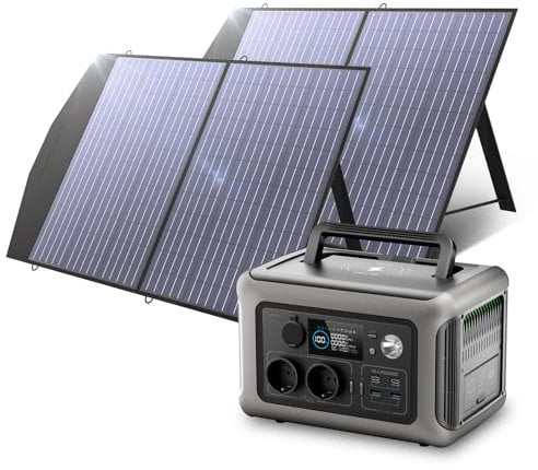 ALLPOWERS 299Wh 600W Centrale Elettrica Portatile con 2 Pannelli Solari da 100W, R600 Batteria LiFePO4 Generatore Solare, Generatore di Corrente Portatile UPS, per Campeggio, Viaggi, Emergenze