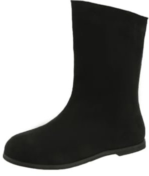 Generico Stivali Country Donna Stivali Cowboy Donna Neri Stivali al polpaccio con superficie in sabbia tinta unita alla da donna Stivali corti con tacco piatto Stivali Donna Con Tacco (Black, 38)