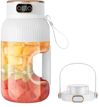 Tazza Frullatore Portatile, 1200ML Spremiagrumi Ricaricabile USB con Display Digitale, Mini Mixer Frutta Elettrica per Cucina, Viaggio, Ufficio, Palestra