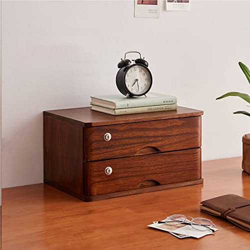 Scatola portaoggetti da scrivania in legno con cassetti bloccabili a 4 ripiani, organizer per forniture per ufficio, casa o ufficio, armadio da scrivania con serratura a chiave (colore: legno scuro)