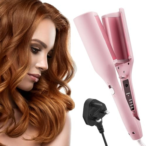 AVCXEC Big Wave Hair Curler, 32mm French Egg Roll Curling Iron, Quick Heating Wave Curling Iron, Waver Curling Wand with 4 Temperature Control, V-Shaped Hair Curler for Hair Styling Appliances