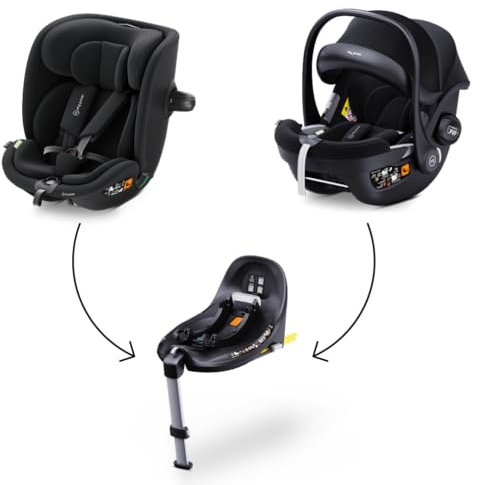 my junior® Modular CAPSULE Bundle, i-Size, mit drehbarer 360° ISOFIX Station (AURA PRO Babyschale + CYRO Reboarder + ISOFIX Base Capsule 360°, Black)