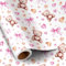 RUSPEPA Geschenkpapierrolle mit Bärenschleife für Babymädchen, Minirolle, rosa Bär mit Herz, Schleife und Stern, Geschenkpapier für Babypartys, Geburtstage und besondere Anlässe, 43,2 cm x 5 m
