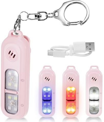 tlidfgeo Taschenalarm, Verteidigungs Waffen für Selbstverteidigung Frauen, 130 dB Summeralarm mit Schlüsselanhänger, Sirene für Alleine Leben und Laufen Bei Nacht (Rosa)