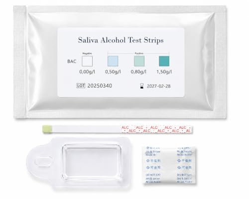 G.V.SHOP® 10 Stück Alkoholtest Speichel – Einweg Schnelltest mit Ergebnis in 2 Minuten – Für Zuhause, unterwegs, Party & vor der Fahrt