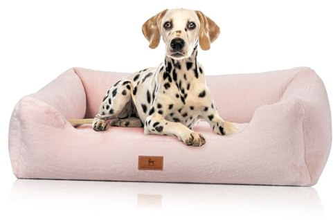 Knuffelwuff orthopädisches Hundebett aus kuschelig weichem Kaninchen Fellimitat Schnuffelupagus XL 105 x 75cm Rosa | Abnehmbarer Bezug | waschbar | für große, mittelgroße und kleine Hunde